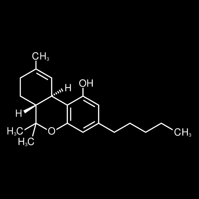 Formule structurelle de la molécule de THC