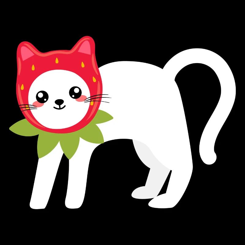 Cat In A Strawberry Pattern Hat