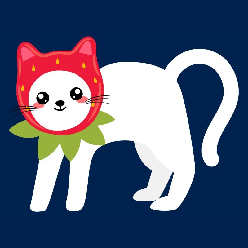 Cat In A Strawberry Pattern Hat