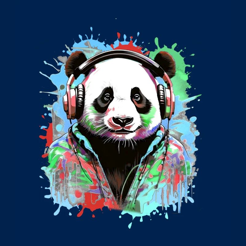 Panda, Kopfhörer,panda mit kopfhörer, illustration