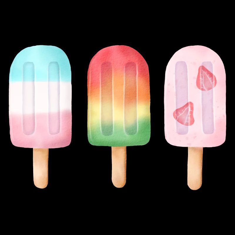 Aquarelle colorée Crème glacée Trio Été