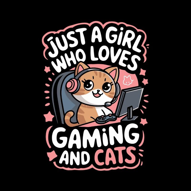 Gaming Computer Console Girl Cat
