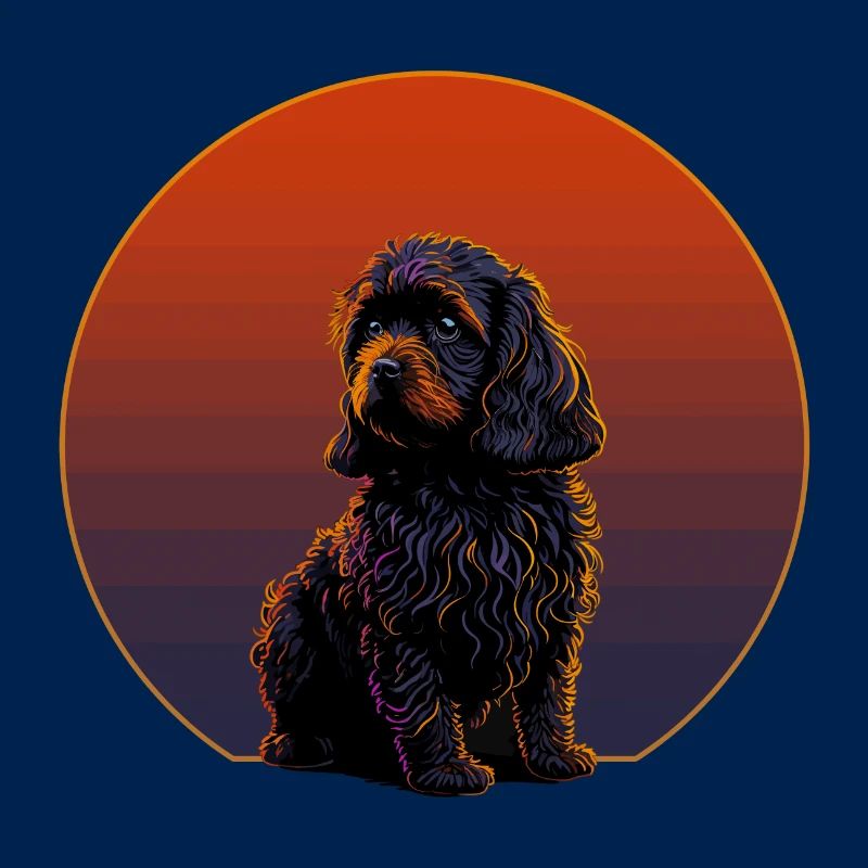 Cavapoo retro sunset