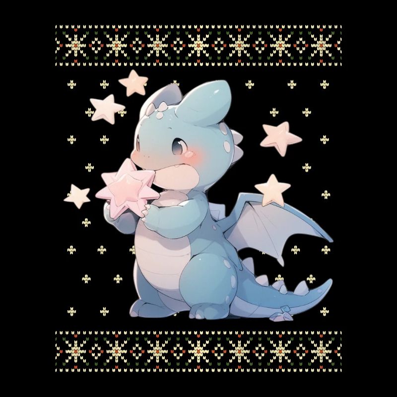 Dragon kawaii dans le style pull de Noël moche