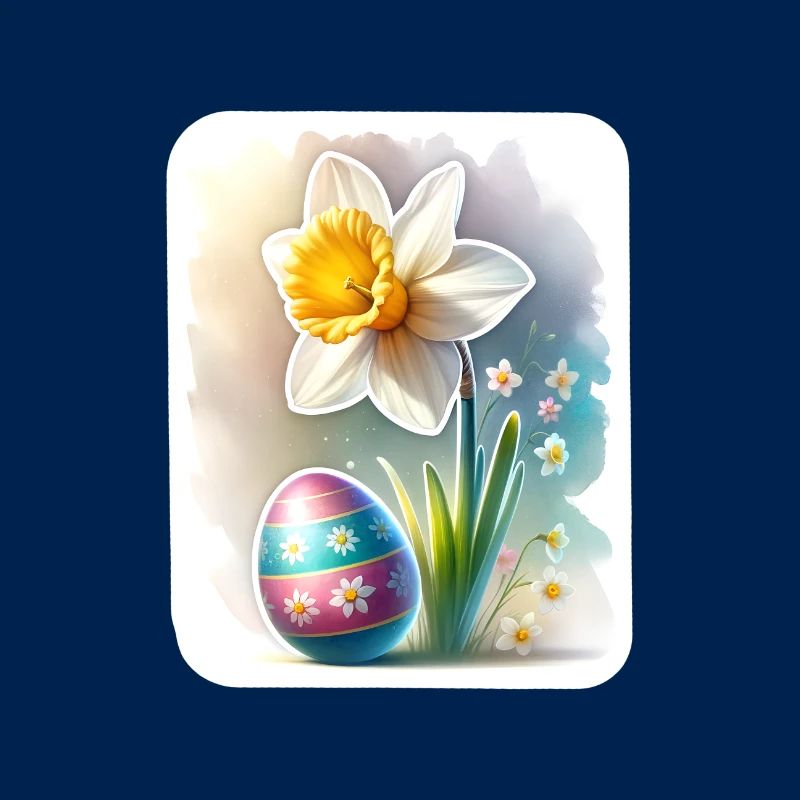 A Beautiful Daffodil With an Easter Egg