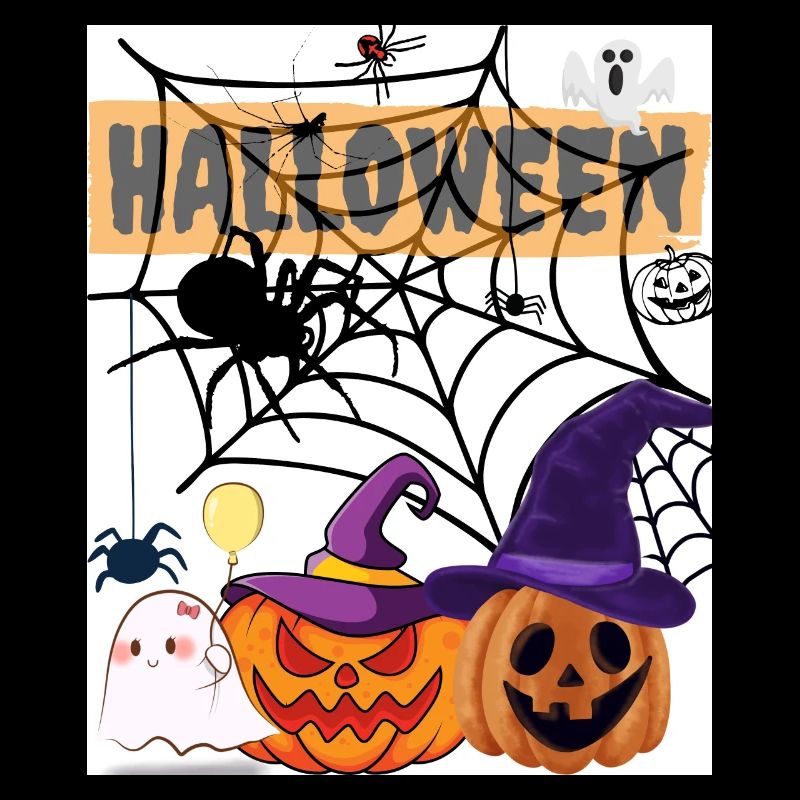 Halloween Ghosts Spider Citrouille Style