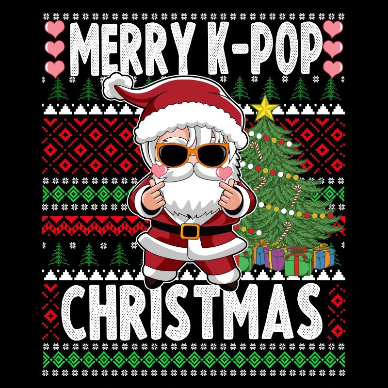 Hässlicher Weihnachtspullover Design K-Pop Weihnachtsmann
