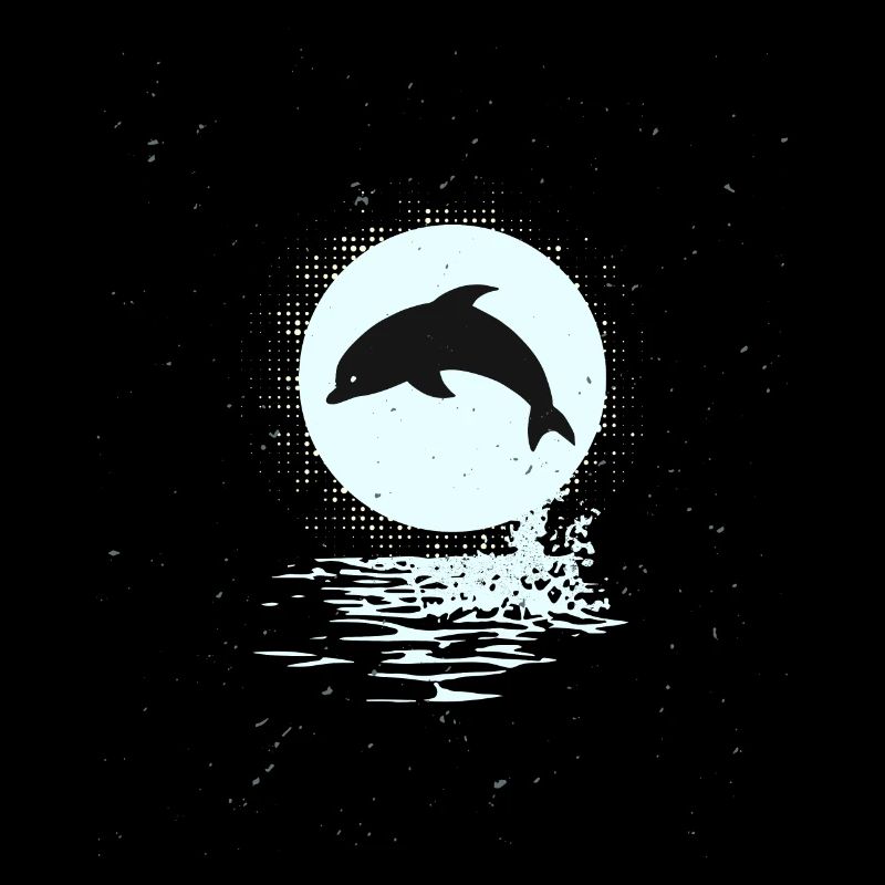 Dolphins playing in the moonlight