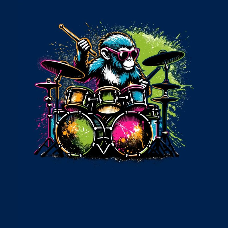 Monkey Playing Drums Drum Drummer Drumming