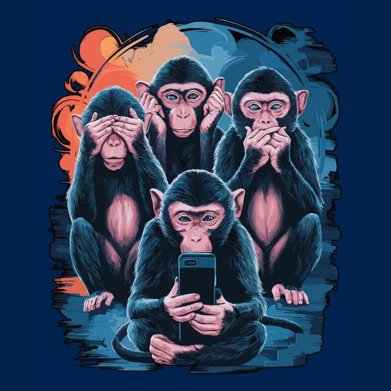 singe sage avec téléphone portable drôle multi conception multimédia