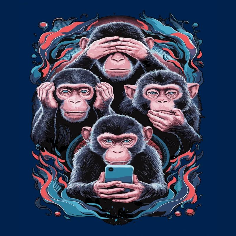 singe sage avec téléphone portable drôle multi conception multimédia