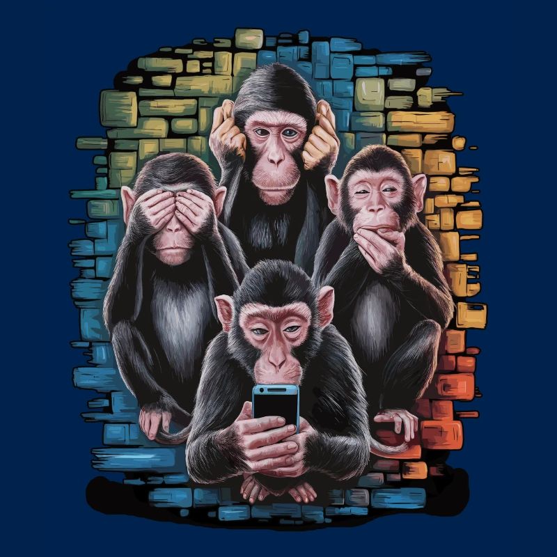 singe sage avec téléphone portable drôle multi conception multimédia