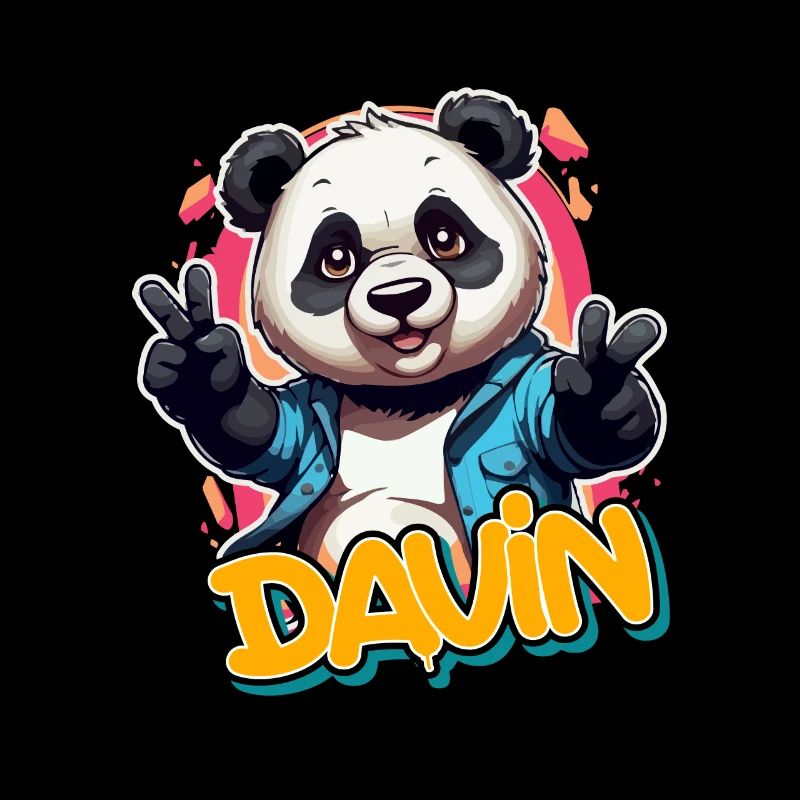 DAVIN - Handsome Boy Name with Cool Panda