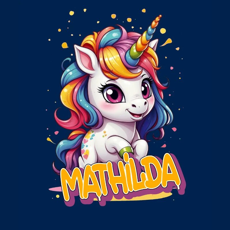 MATHILDA - Schöner Mädchen Name mit süßem Einhorn