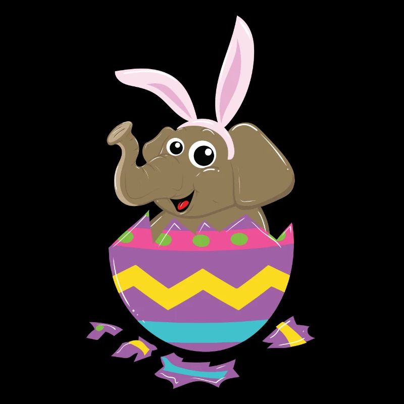 Éléphant de Pâques - Oeuf mignon éclosant le lapin de Pâques