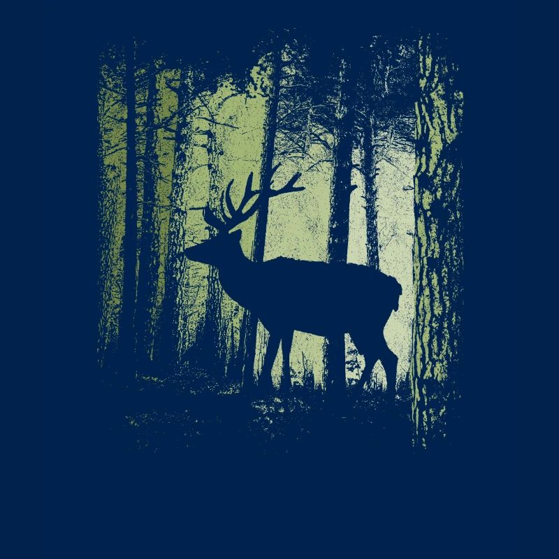 Dusk forest fallow deer stag silhouett