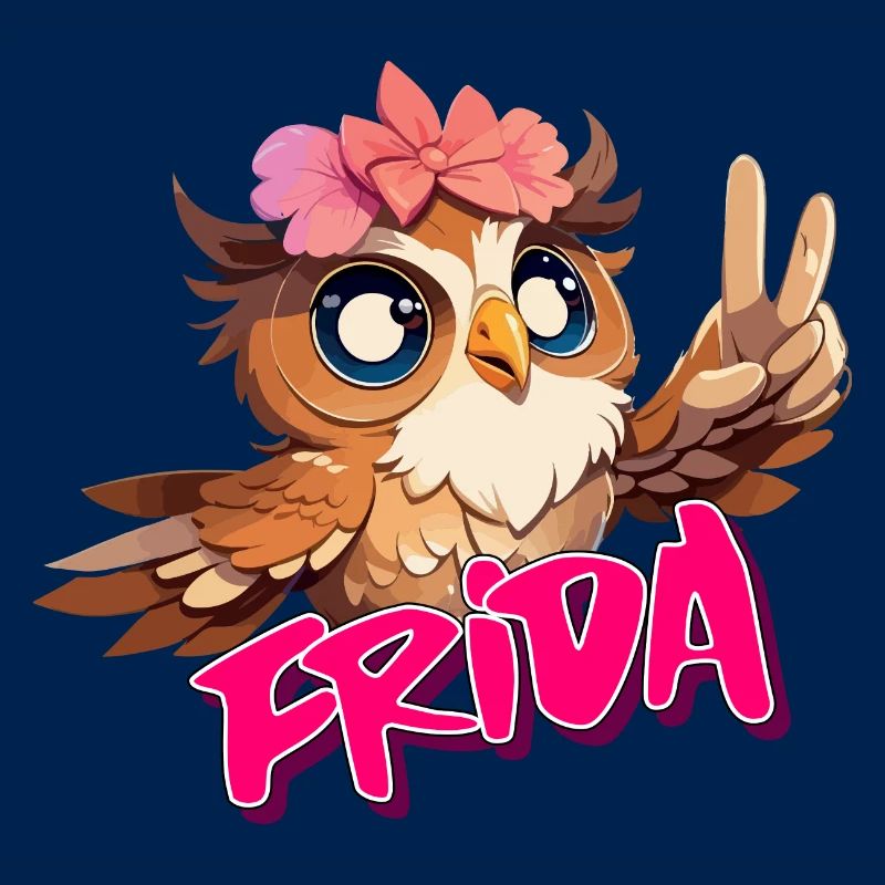 F R I D A - Schöner Mädchen Name mit süßer EULE