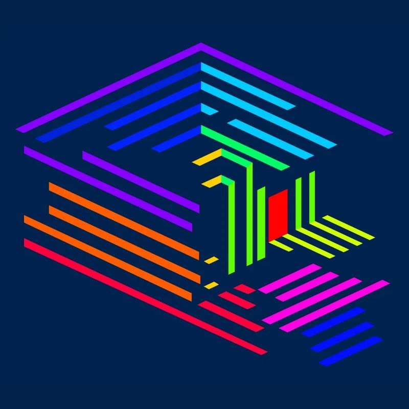 Liniengeometrie eines Objektes in Regenbogenfarben