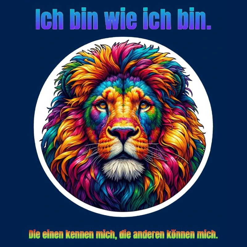 Löwe psychedelisch mit Spruch