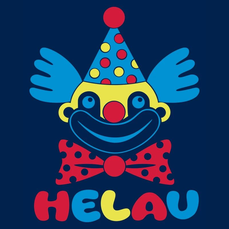 Fasching Karneval Clown HELAU 1, 2 oder 3 Farben