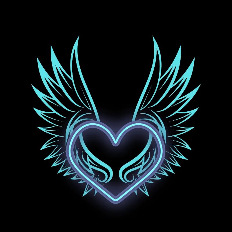 Coeur de Néon avec ailes design
