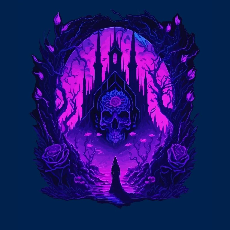 Neon Gothic Skull Architecture