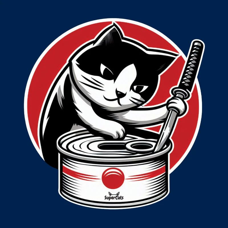 Katze schwingt ein Katana