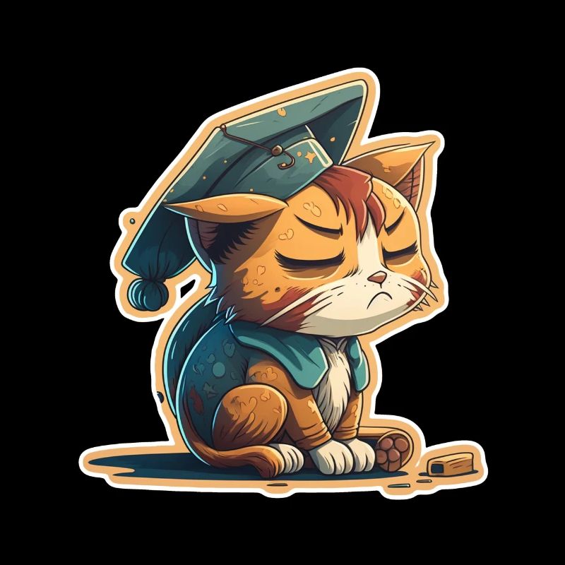 Abschluss Schlafen Katze Uni Master Bachelor