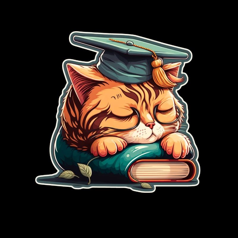 Abschluss Schlafen Katze Uni Master Bachelor