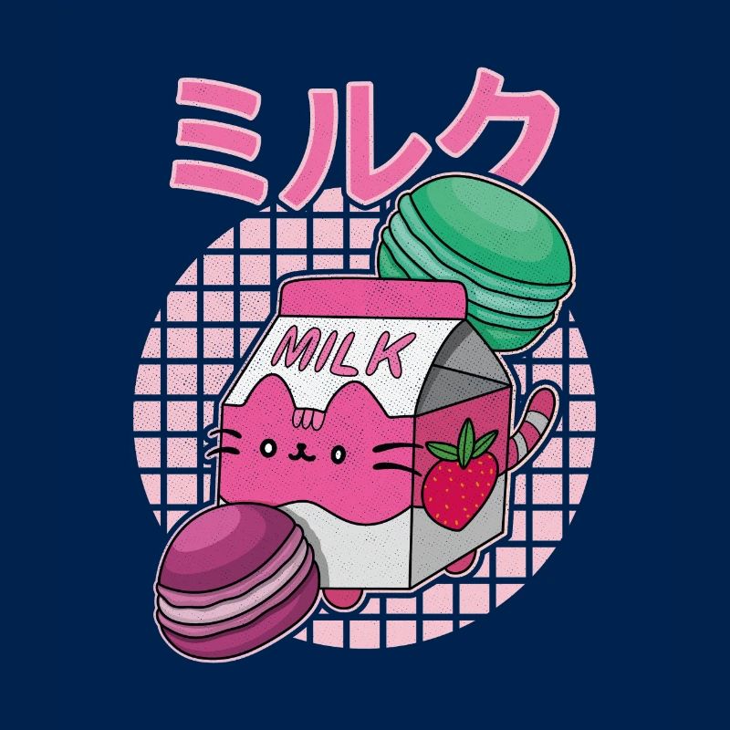 Erdbeeren Milkshake Japan Macaroon Spruch