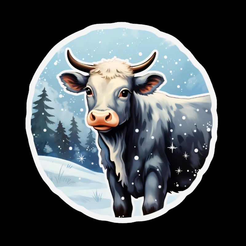 Cattle on a wintry alpine pasture