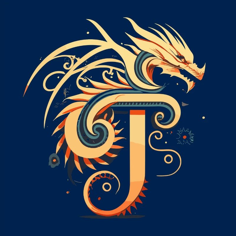 Buchstabe T mit Drache