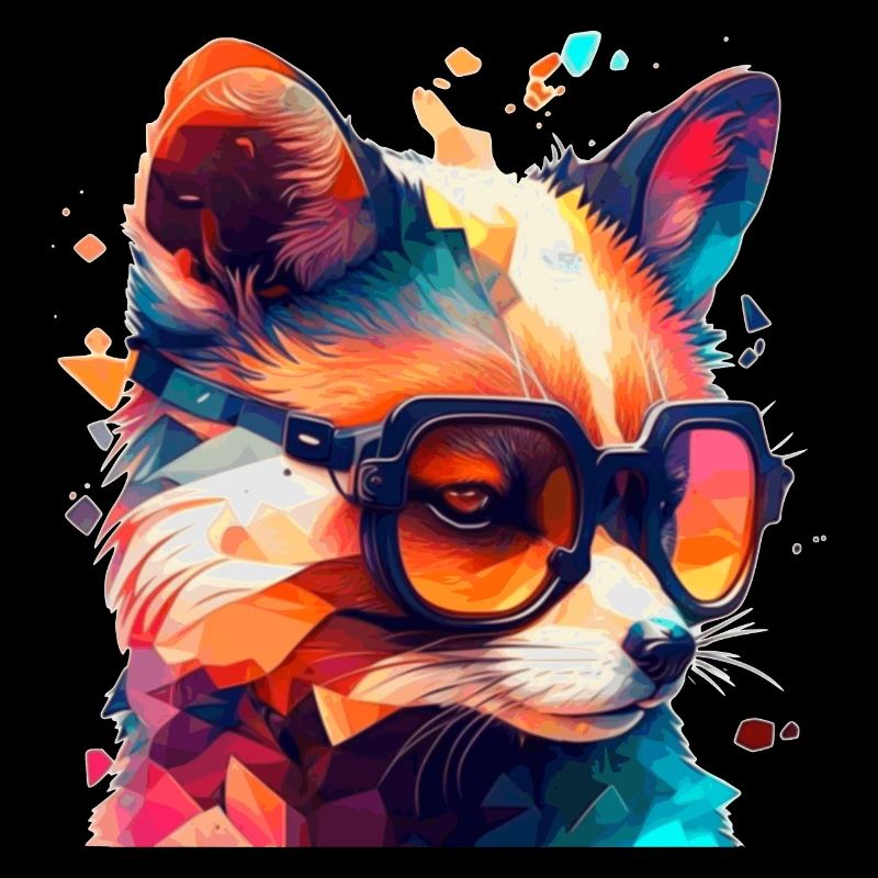 Fox dans la lumière lumineuse néon disco comme design tendance