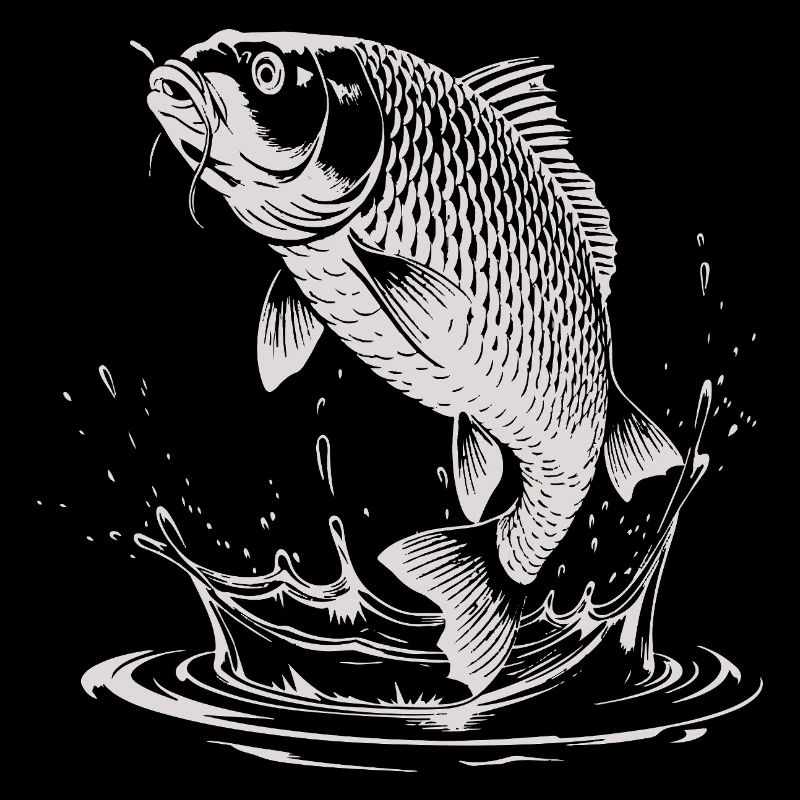 Carpe avec éclaboussures d’eau pour les pêcheurs