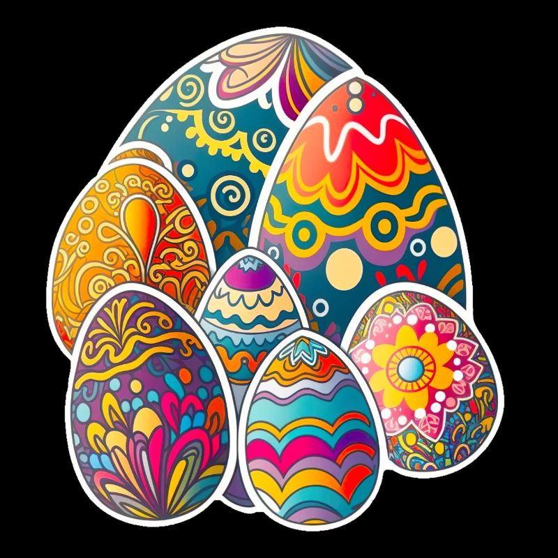 Happy Easter Eggs Easter Colorful Eggs Sticker Colors