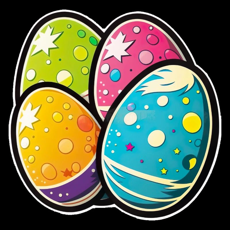 Happy Easter Eggs Easter Colorful Eggs Sticker Colors