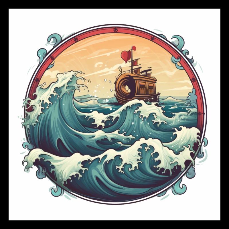 travel love symbol withe Kompass see waves