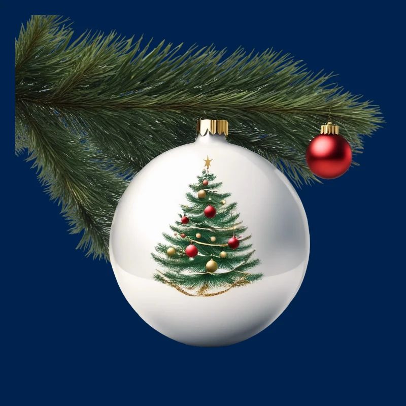 Weihnachtskugel mit Tannenzweig