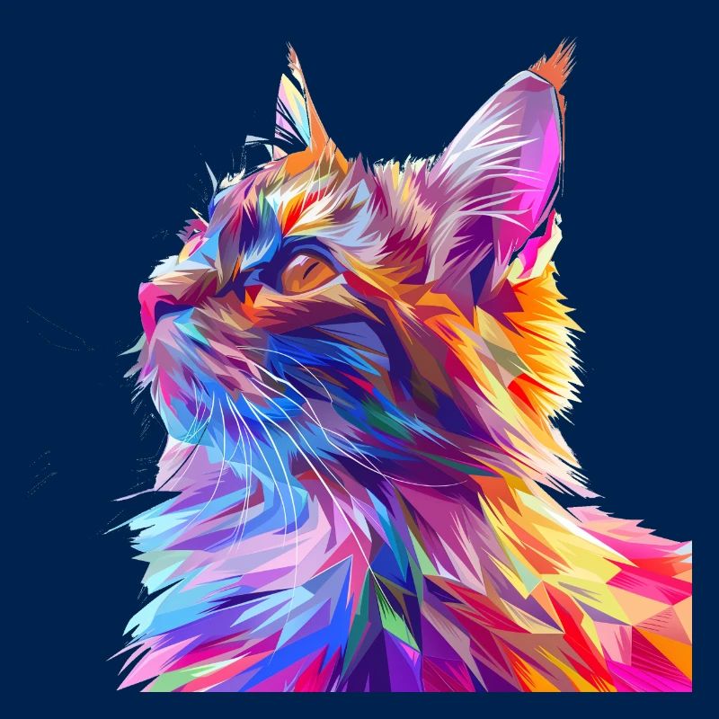 Polygon Cat Comic Style