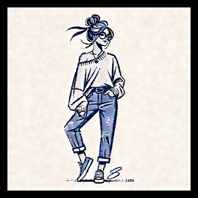 Fille cool en pull oversize et jean déchiré