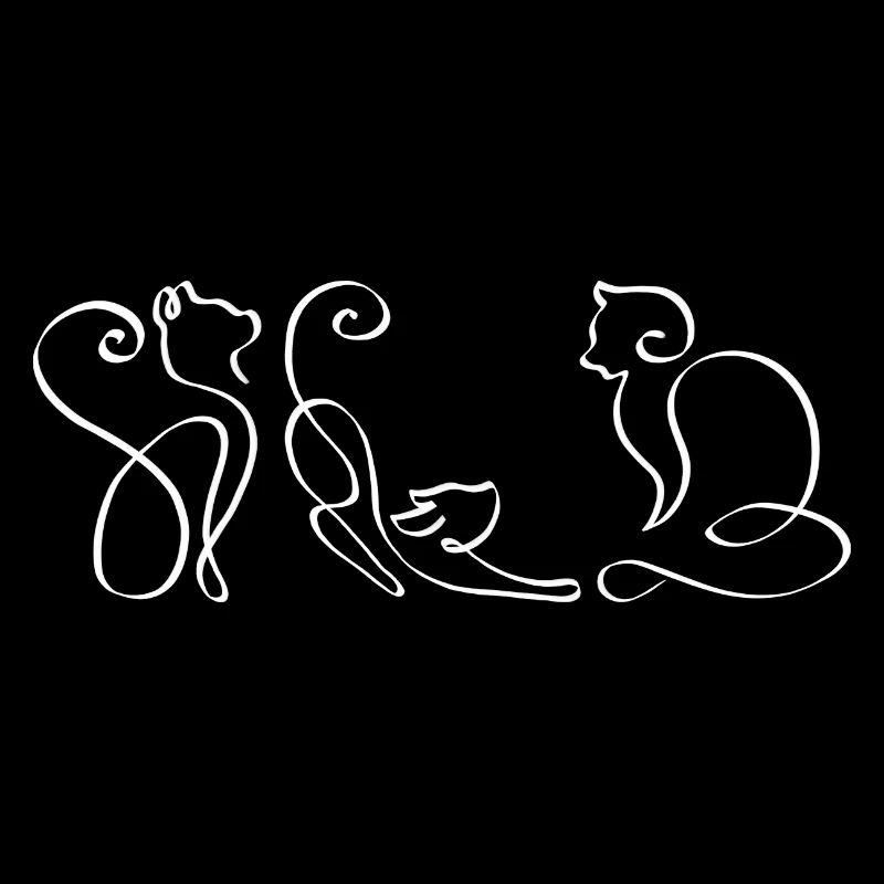 3 one line cats white