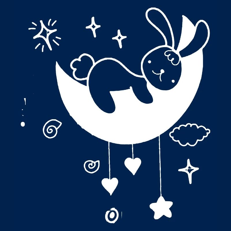 Cute bunny sleeping on moon