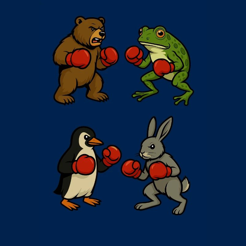 ours grenouille pingouin lapin boxe combat de ring de boxe