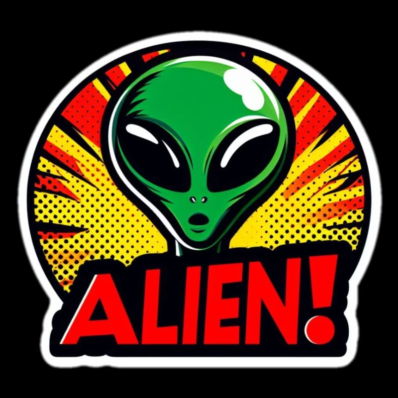 Alien Comic Sticker Explosion Design