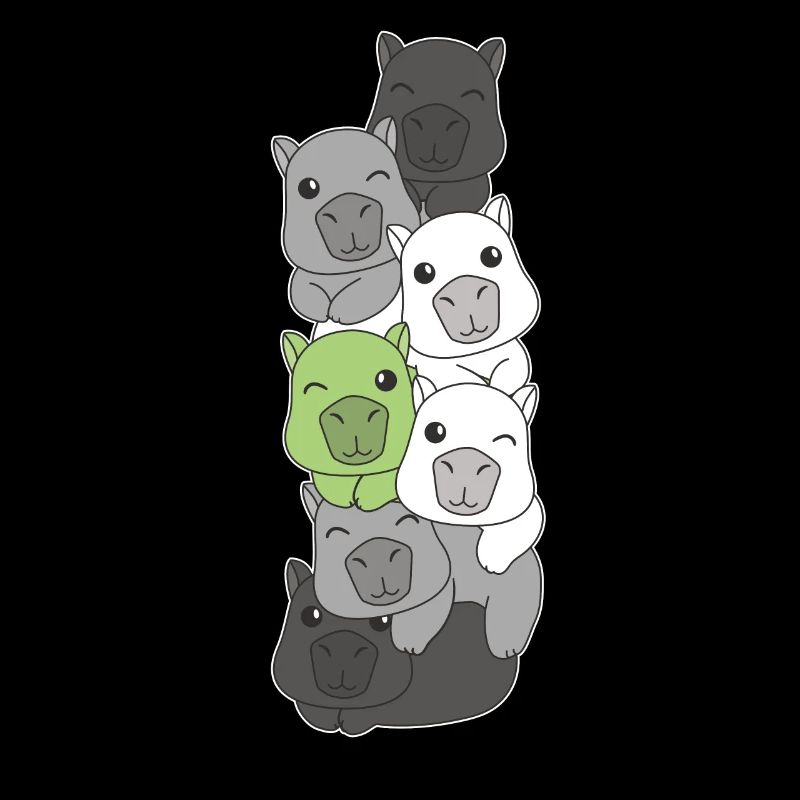 Agender Flag Pride LGBTQ Cute Capybara Stack