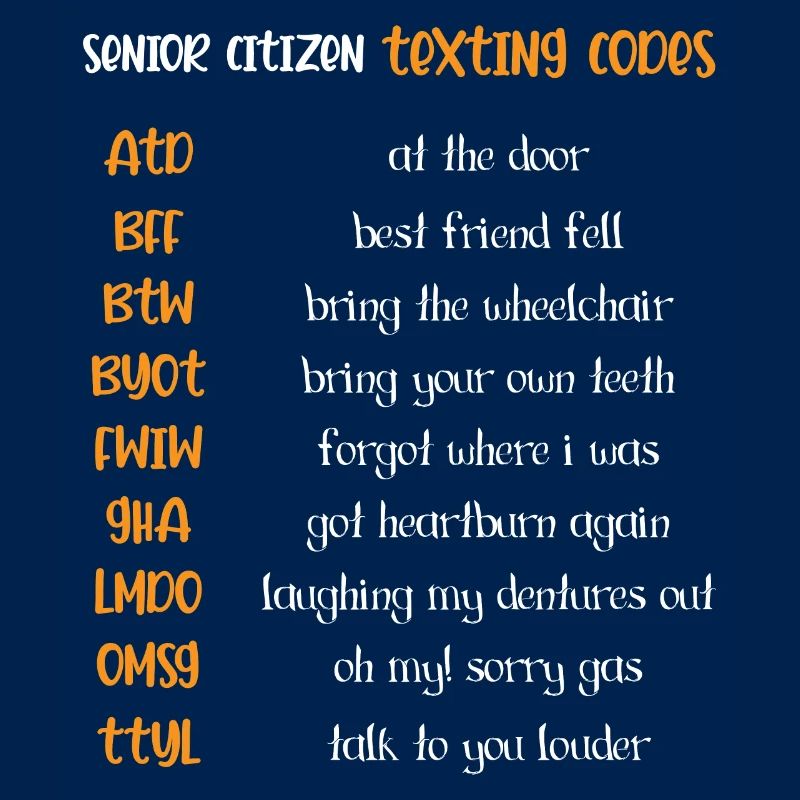 Text-Codes Senior Citizen oder Eldery Person Gesch