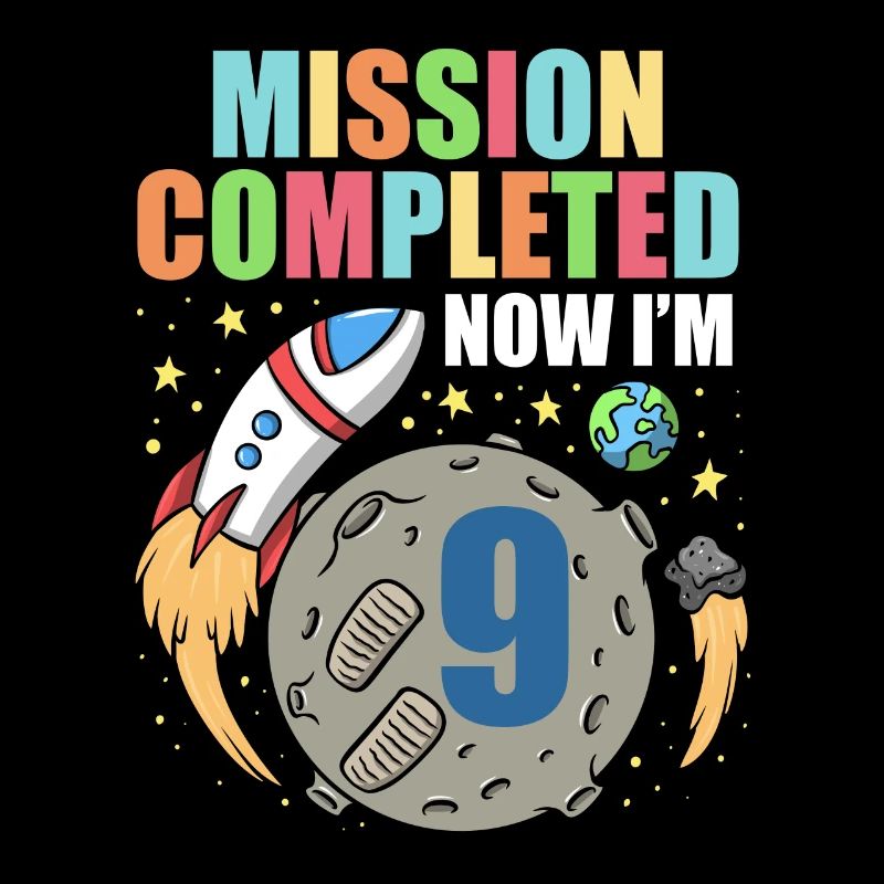 Space Birthday 9 Astronaut Planets Rocket Ship