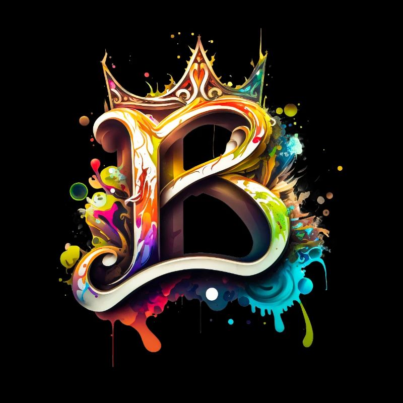 Buchstabe B als cooles Graffiti mit Krone 👑
