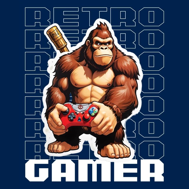 Retro Gamer Gorilla with Controller Console Games