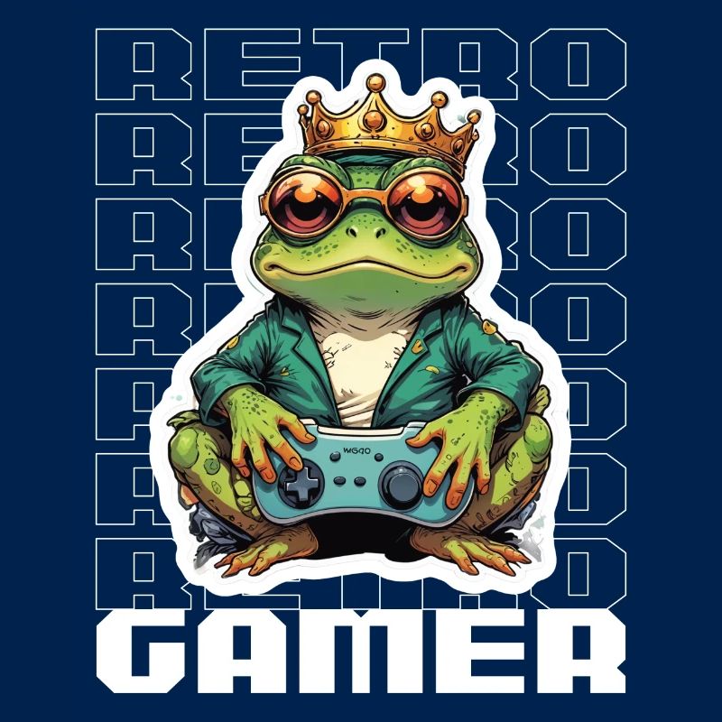 Retro Gamer Frog with Controller Console Games